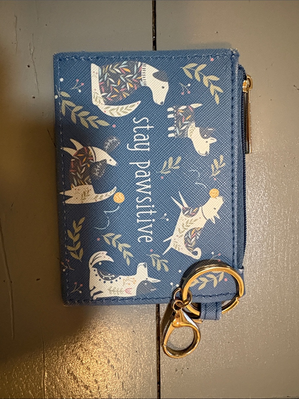 Karma Blue 'Stay Pawsitive' Pet-Pattern Card Holder with Keyring